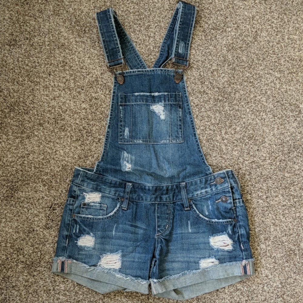 Distressed Denim Overalls